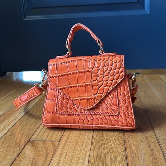 SHEIN Mini Orange Crocodile Crossbody Purse - Picture 5 of 10